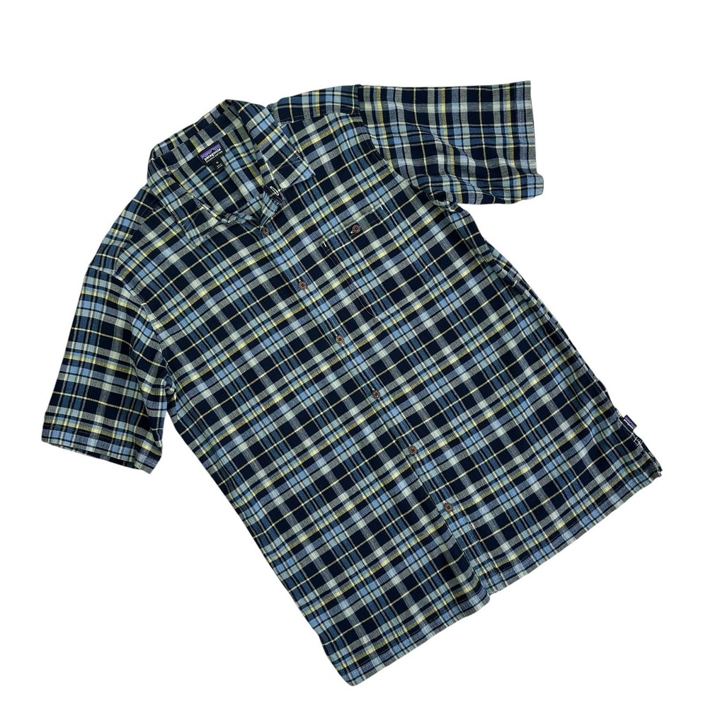 Patagonia A/C Shirt Lightweight Button Up Men XL Blue Plaid Check SS Gorpcore